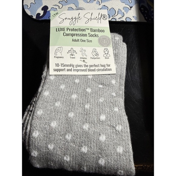 BAMBOO Accessories - Snuggle Shield Luxe Protection Bamboo Compression Socks Gray Polka Dot 10-15mmHg